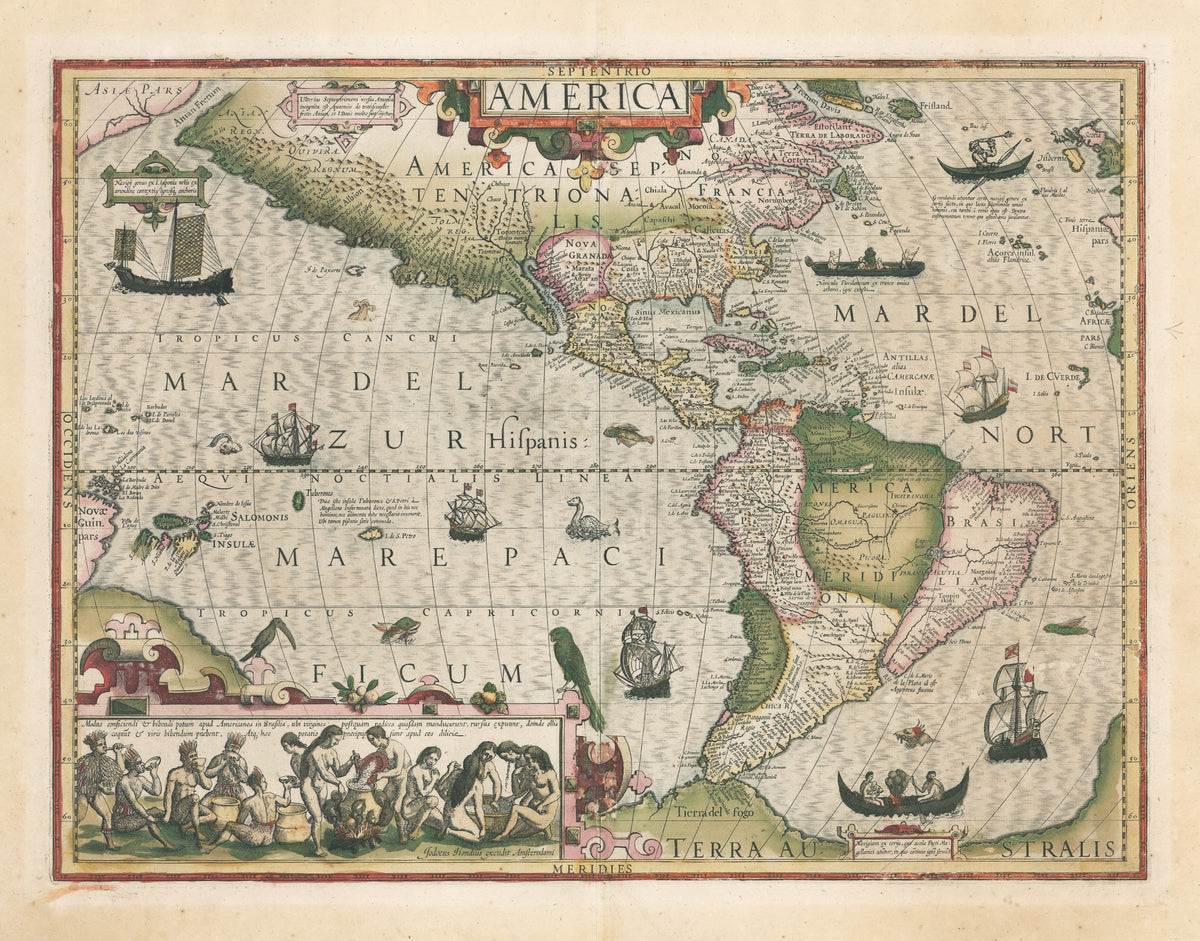 Antique Map: America by: Jodocus Hondius, 1609 | nwcartographic.com ...