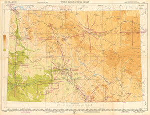 Mid-Century Aviation Map of Gila River, Phoenix, Tucson Prescott, AZ