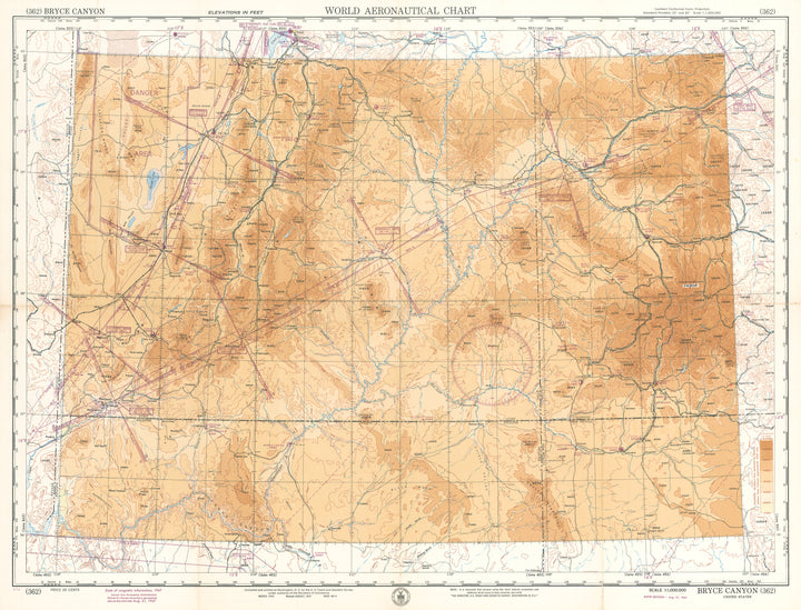 World Aeronautical Chart of Oregon, Bryce Canyon, Utah 1945 / 1947