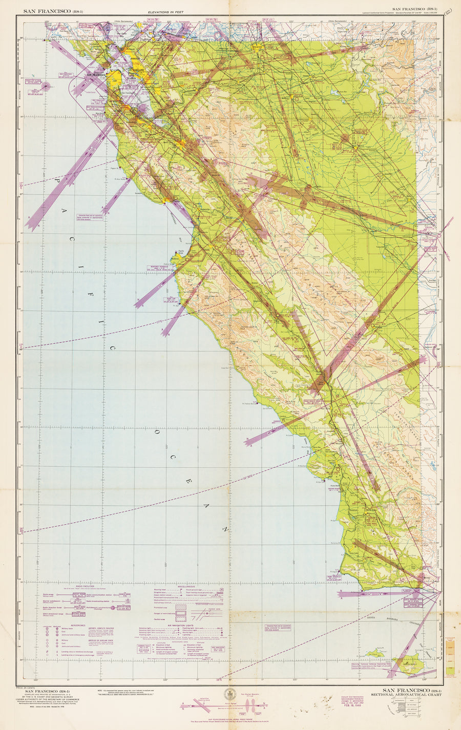 Antique Pilot's Map: San Francisco - Sectional Aeronautical Chart 1946