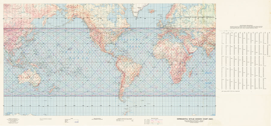 Vintage NASA Map: Experimental Skylab Mission Chart (SMC) 1972