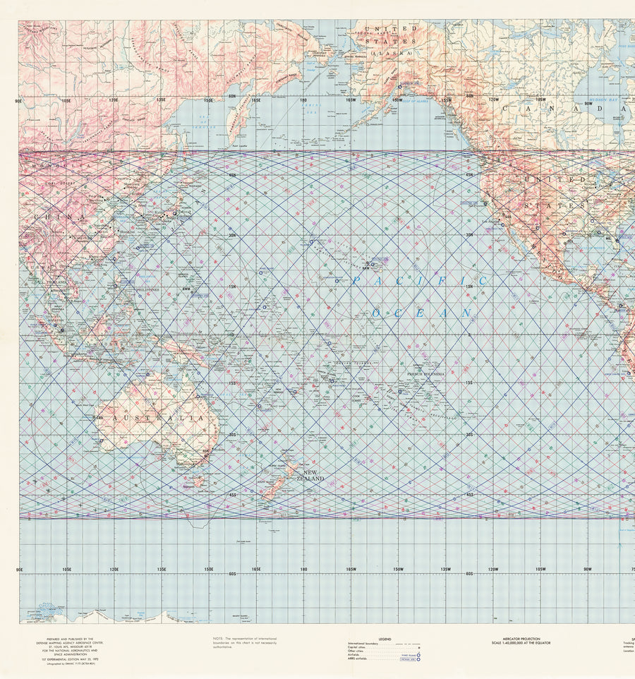 Vintage NASA Map: Experimental Skylab Mission Chart (SMC) 1972