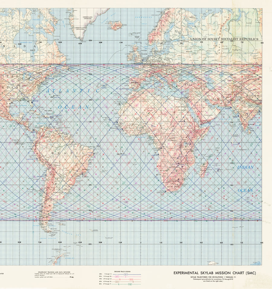 Vintage NASA Map: Experimental Skylab Mission Chart (SMC) 1972