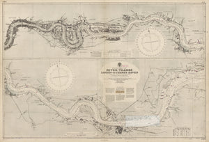 Nautical Chart of the River Thames - London to Thames Haven