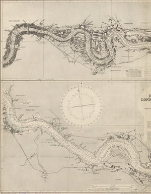 Nautical Chart of the River Thames - London to Thames Haven