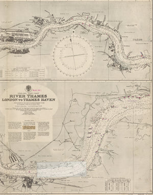 Nautical Chart of the River Thames - London to Thames Haven