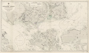 Post-WWII Nautical Chart of the China Sea and Singapore Strait, 1958