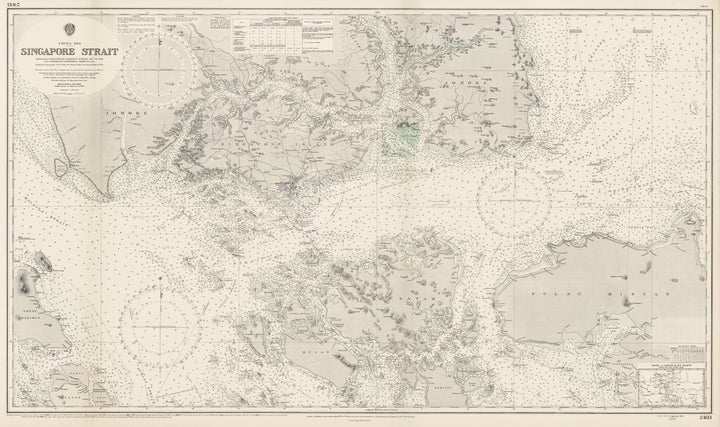 Post-WWII Nautical Chart of the China Sea and Singapore Strait, 1958