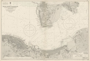 Antique Nautical Chart of Hong Kong Harbor by the British Admiralty