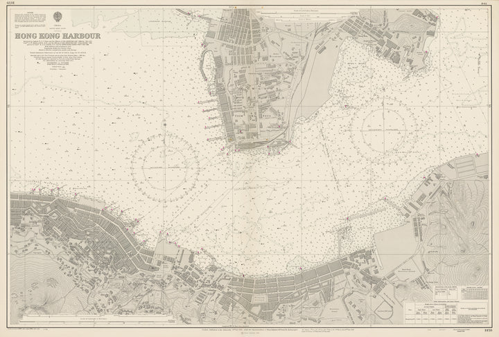 Antique Nautical Chart of Hong Kong Harbor by the British Admiralty