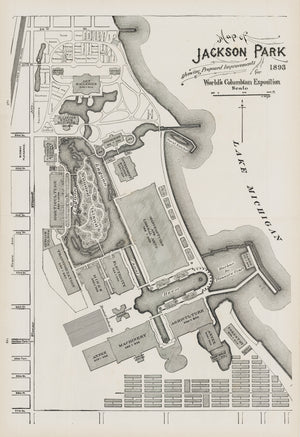 Antique Map of Jackson Park Showing World's Columbian Exposition 1893 