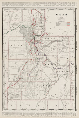 1892 George Cram's Map of Utah