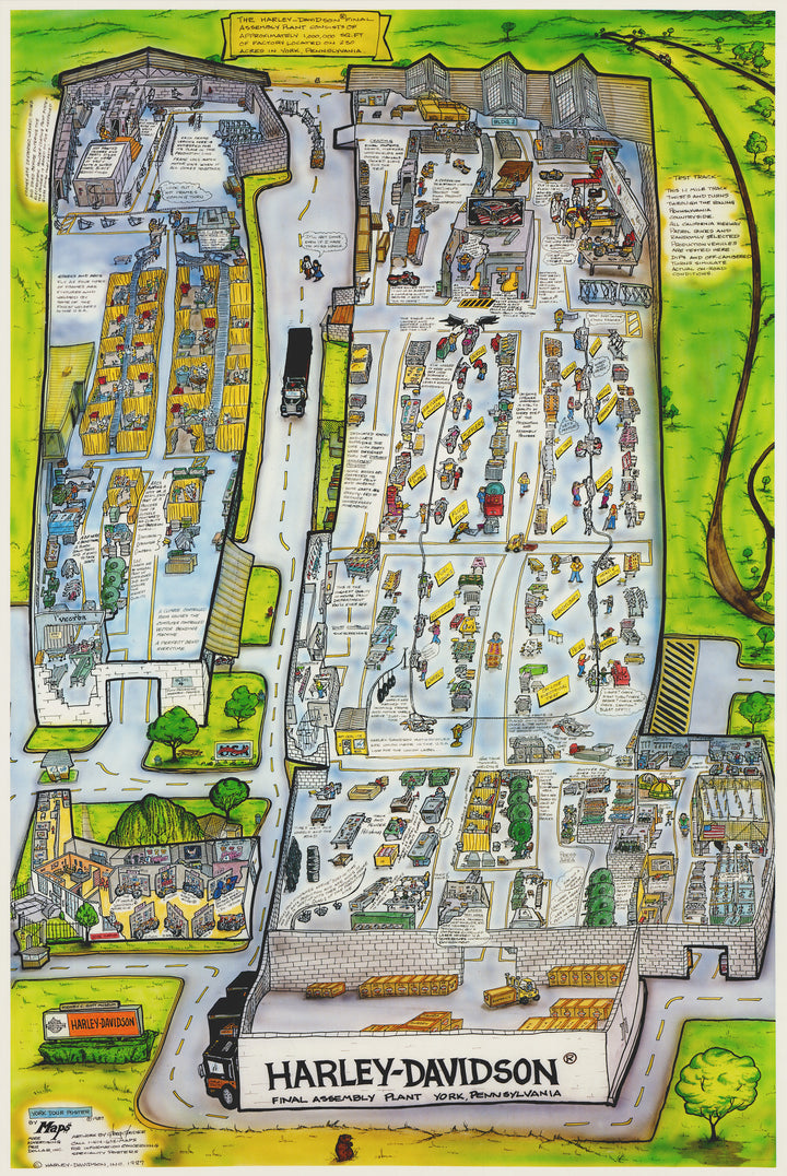 Vintage Poster: Harley-Davidson Final Assembly Plan York, Pennsylvania, by Greg Grider, 1987