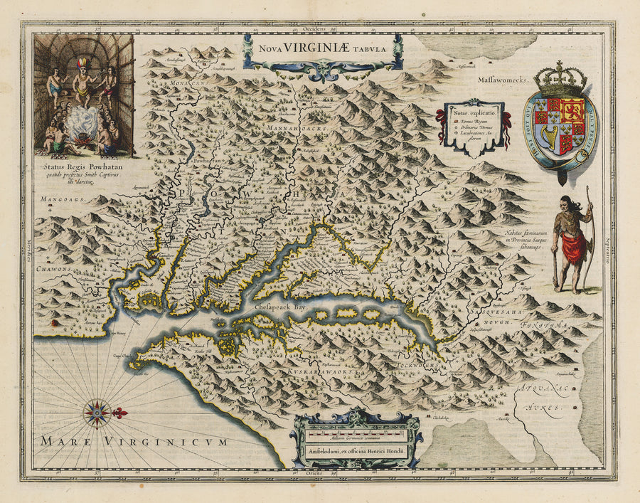 Antique Map: Nova Virginiae Tabula By: Blaeu / Hondius, 1644