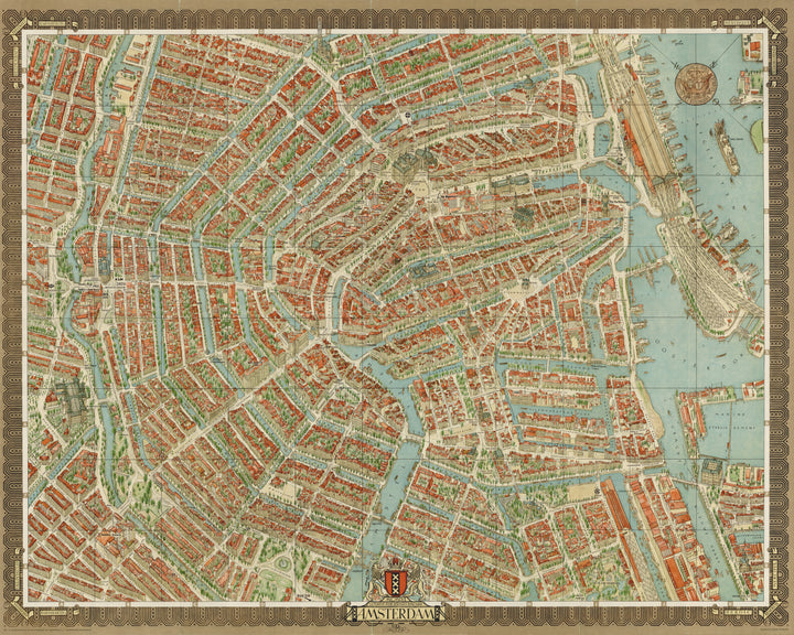 Mid-Century Folding Map Amsterdam By: Herman Bollman, 1953