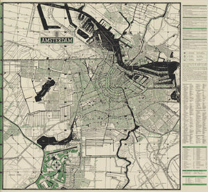 Mid-Century Folding Map Amsterdam By: Herman Bollman, 1953 - VERSO