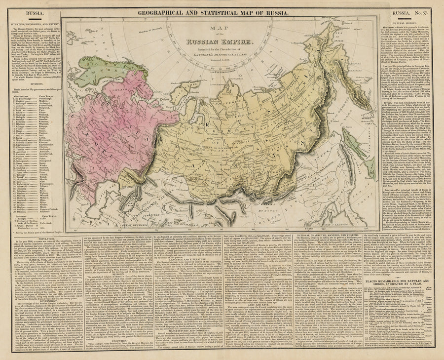 1821 Geographical and Statistical Map of Russia.