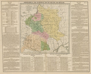 1821 Geographical and Statistical Map of Poland and Hungary.