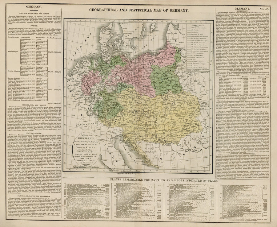 1821 Geographical and Statistical Map of Germany.