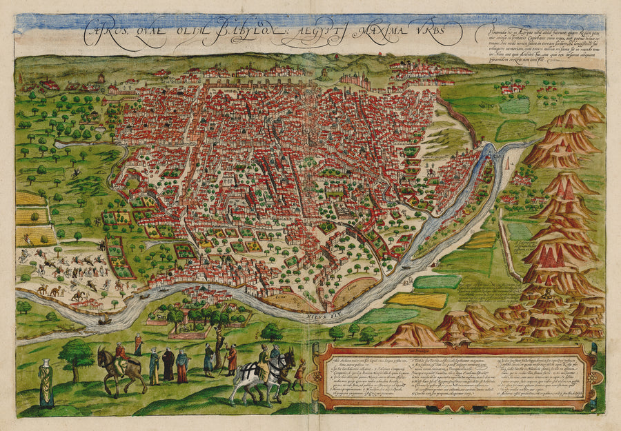 Antique Map of Cairo, Egypt: Cairus Quae Olim Babylon Aegypt Maxima Urbs by: Georg Braun and Frans Hogenberg, 1572