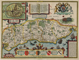 Antique Map: Sussex Described and divided into Rapes... by Hondius / Speed, 1610 