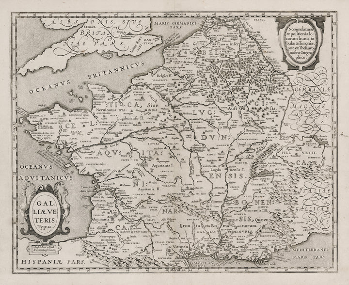 Antique Map of France: Galliae Veteris Typus by Jan Jansson, 1640 