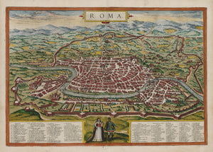 Antique Map of Rome: Roma by Braun & Hogenberg, 1572 / 1610