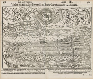 Antique Map of Bern, Switzerland: Ursina civitas, vulgo Bernensis, ad hunc Christi annum 1549, exarata. by Sebastian Munster, 1560