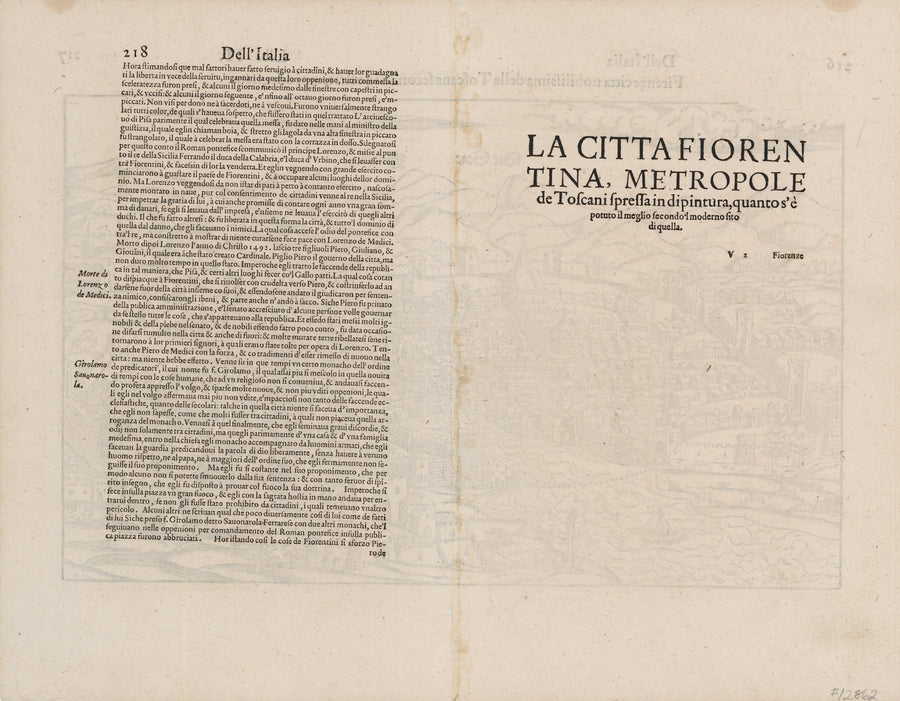 1550 Dell’Itala Firenze citta nobilissima della Toscana secondo i nostri tempi disegnata.