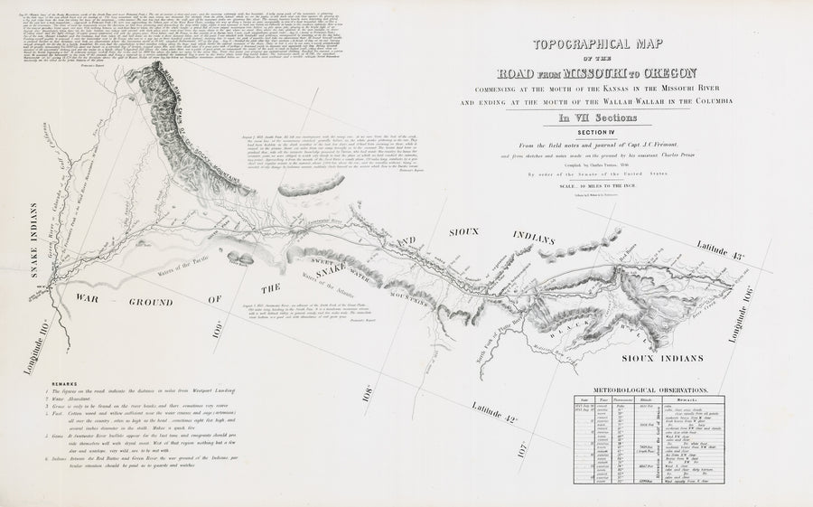 1846 Topographical Map of the Road from Missouri to Oregon... Sheets II - VI