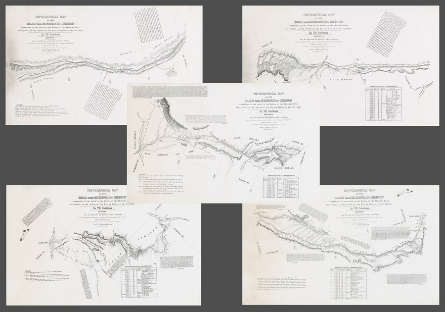 1846 Topographical Map of the Road from Missouri to Oregon... Sheets II - VI