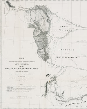 1845 Map Showing the Route Pursued by the Exploring Expedition to New Mexico and the Southern Rocky Mountains