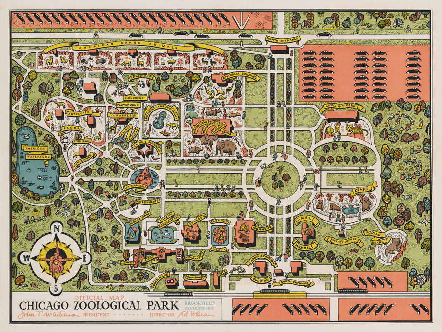 1935-38 Official Map Chicago Zoological Park