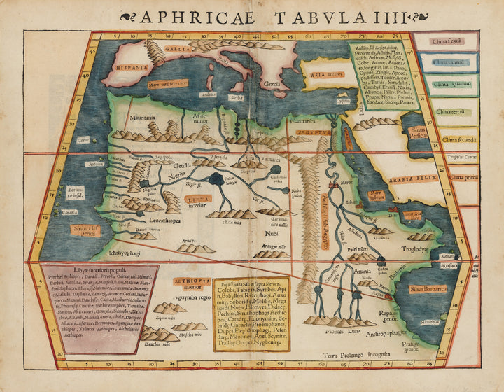 Ptolemaic Map of Africa: Aphricae Tabula IIII by: Sebastian Munster, 1542