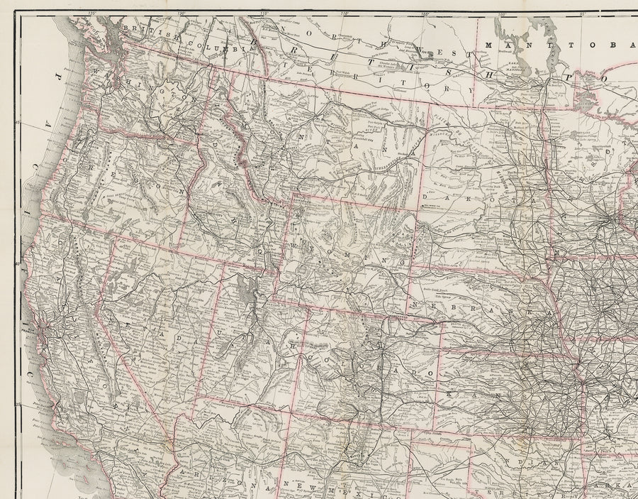 1889 New Official Railroad, State, and Territorial Map of the United States of America, Canada, and Mexico