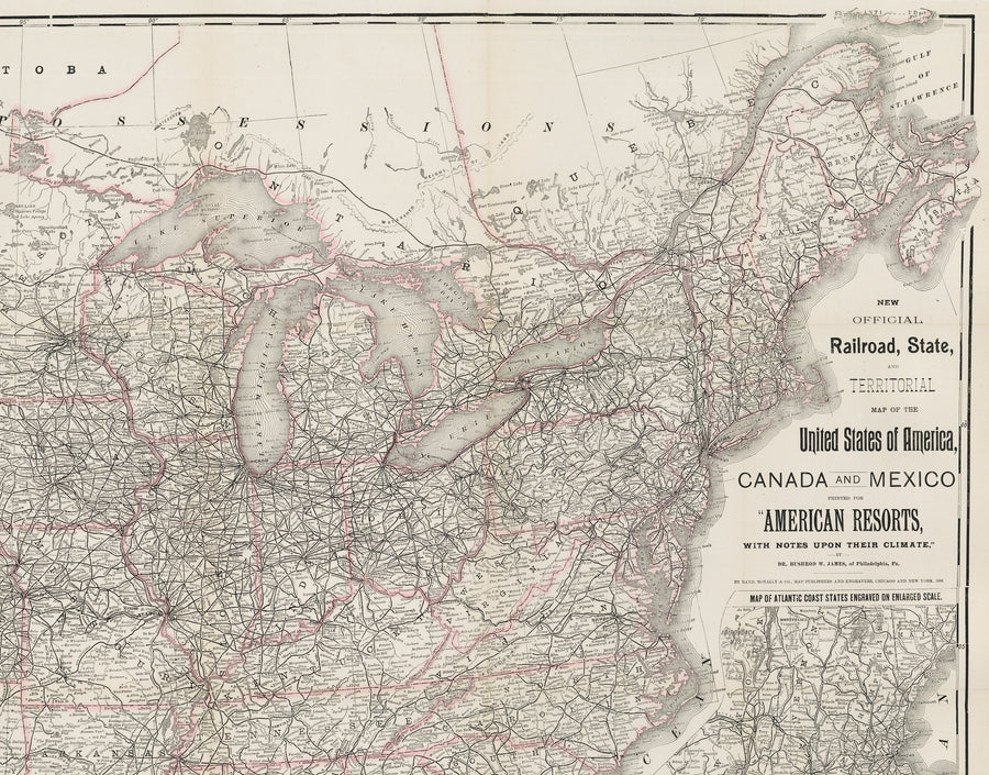 1889 New Official Railroad, State, and Territorial Map of the United States of America, Canada, and Mexico