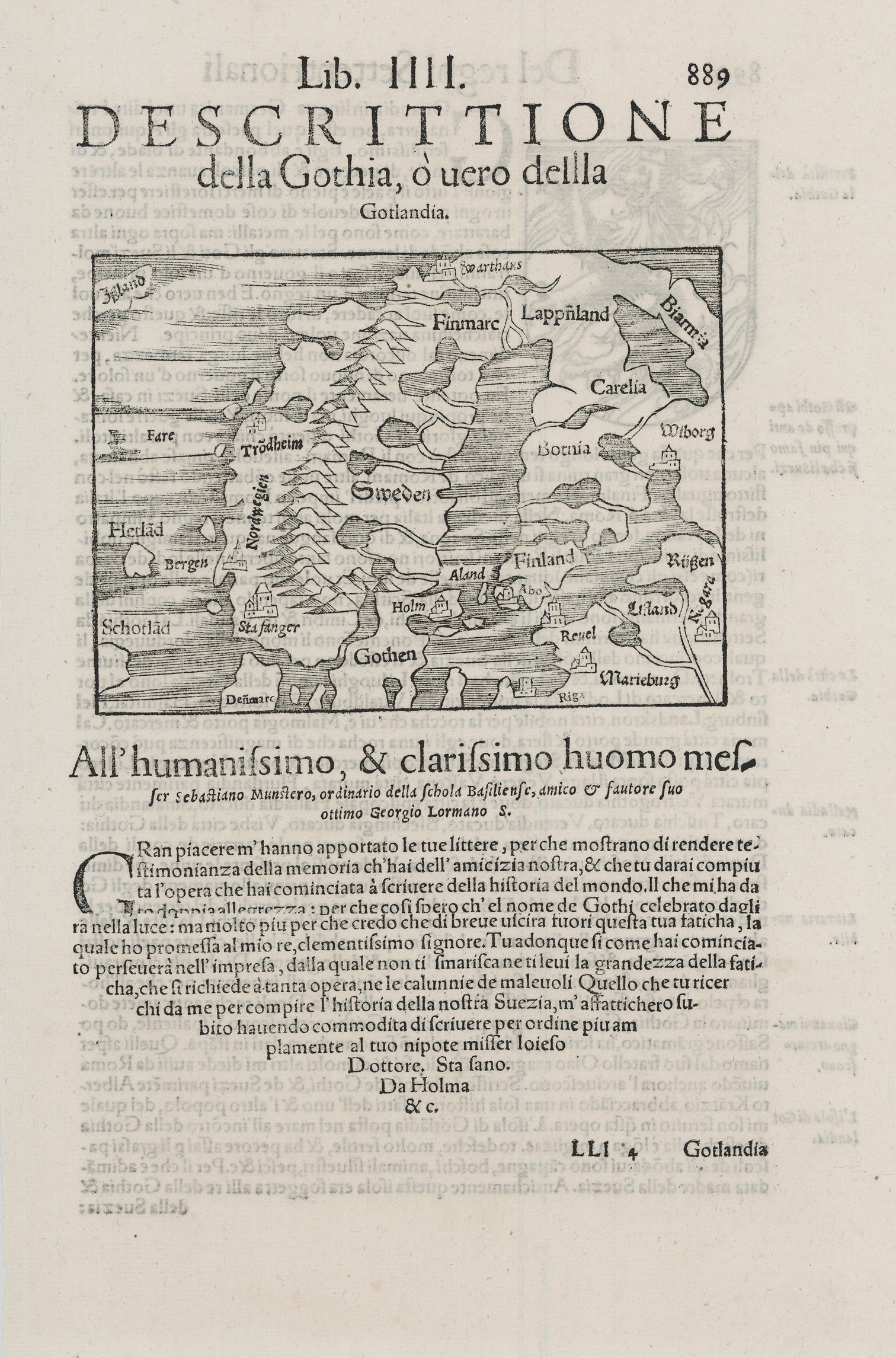1614年 S. Munster 古地図 スウェーデンの古地図 DENMARK 1564 SEBASTIAN MUNSTER ANTIQUE ENGRAVED MAP 16TH
