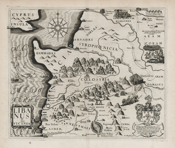 Antique Map: Libanus et ejus Vicinia by: Thomas Fuller, 1650 