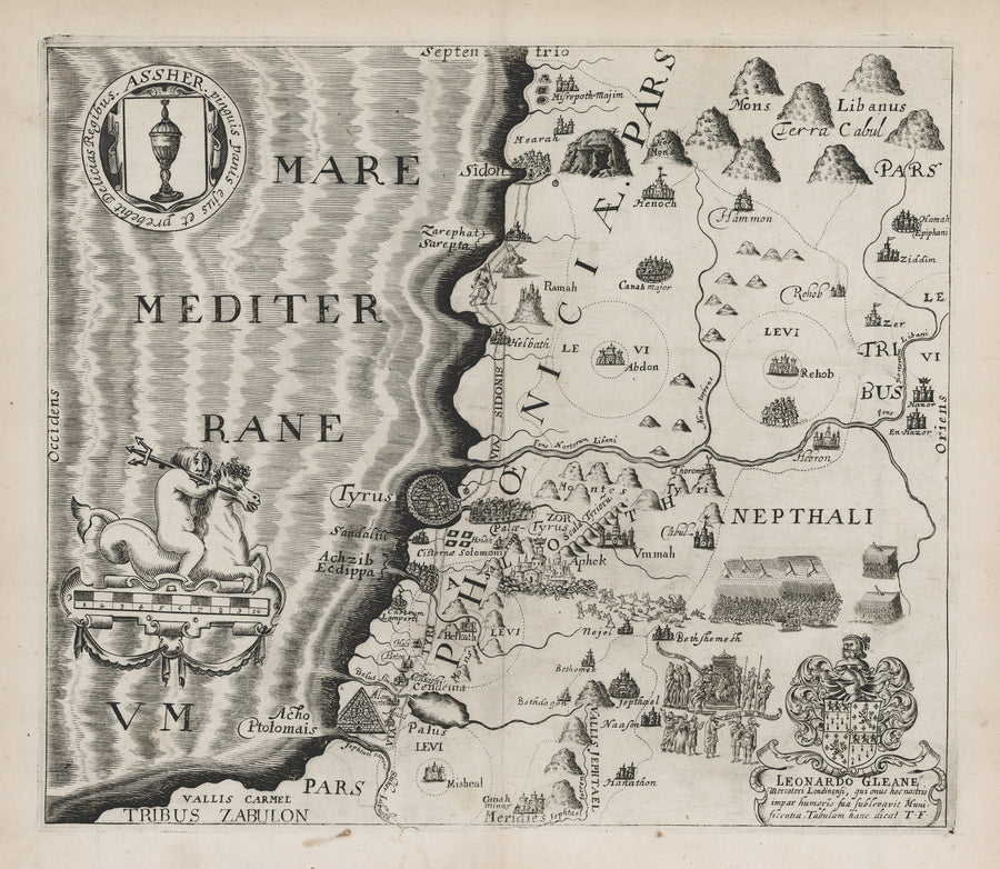 Antique Map: Assher Pinguis Panis Ejus by Thomas Fuller, 1650