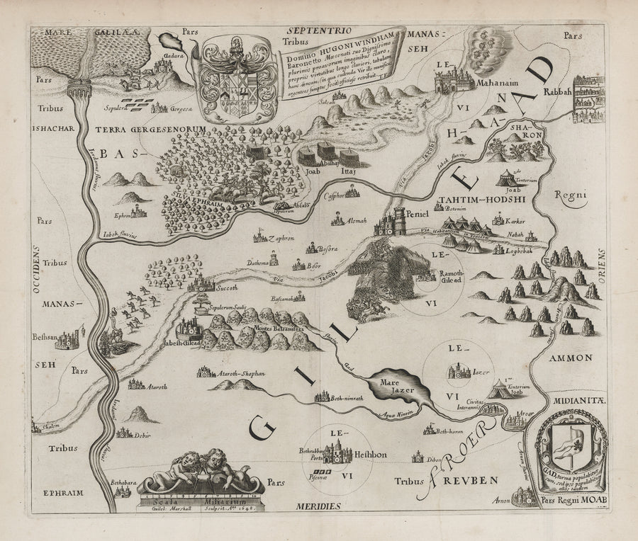 Antique Map: The Tribe of Gad by Thomas Fuller, 1650 