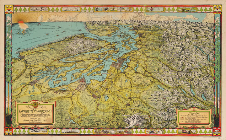 Antique Map of Puget Sound, WA: Evergreen Playground by: Kroll, 1930 