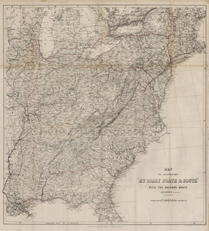 1863 Map to Accompany " My Diary North and South" with the Author's Route Colored