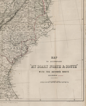 1863 Map to Accompany " My Diary North and South" with the Author's Route Colored