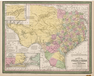 Antique Map of the State of Texas from the Latest Authorities, by: J.H. Young & Thomas Cowperthwait, 1852