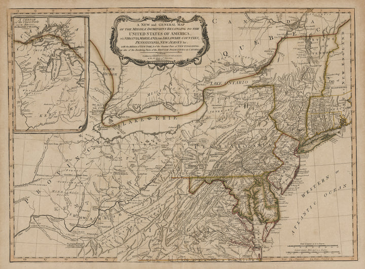 A New and General Map of the Middle Dominions Belonging to the United States of America... By: Lewis Evans published by Laurie & Whittle Date: 1794 