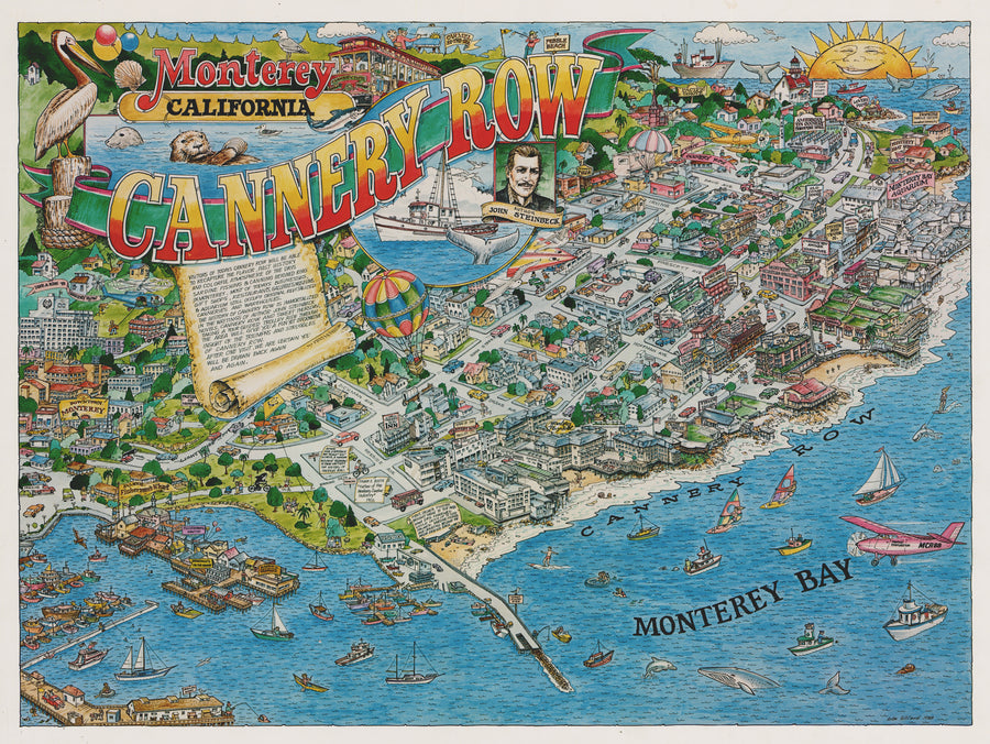 Vintage Map of Cannery Row, Monterey, CA By: Arlon Gilliland 1988