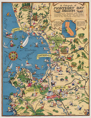 Pictorial Map: A Cartograph of Monterey Bay Region by: Ruth White, 1940s