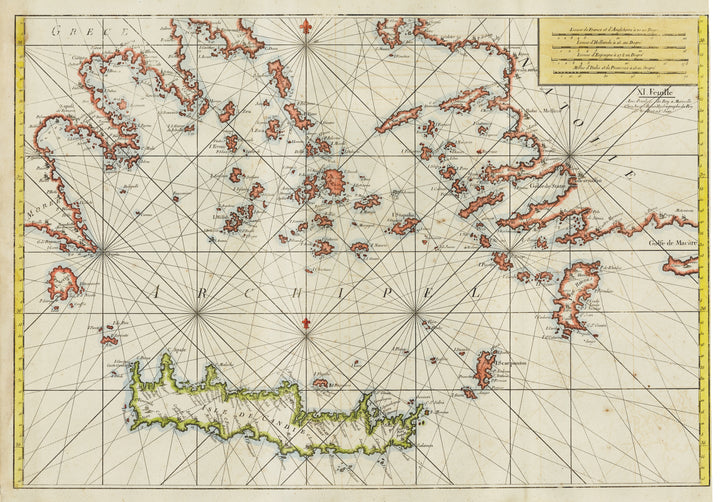 Untitled Nautical Chart of Crete and Islands in the Aegean Sea by Pierre Mortier