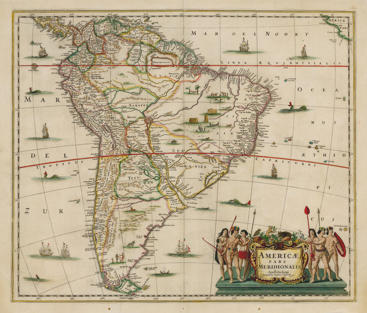 Antique Map of South America: Americae Pars Meridionalis by: Joannis Jansson, 1635 