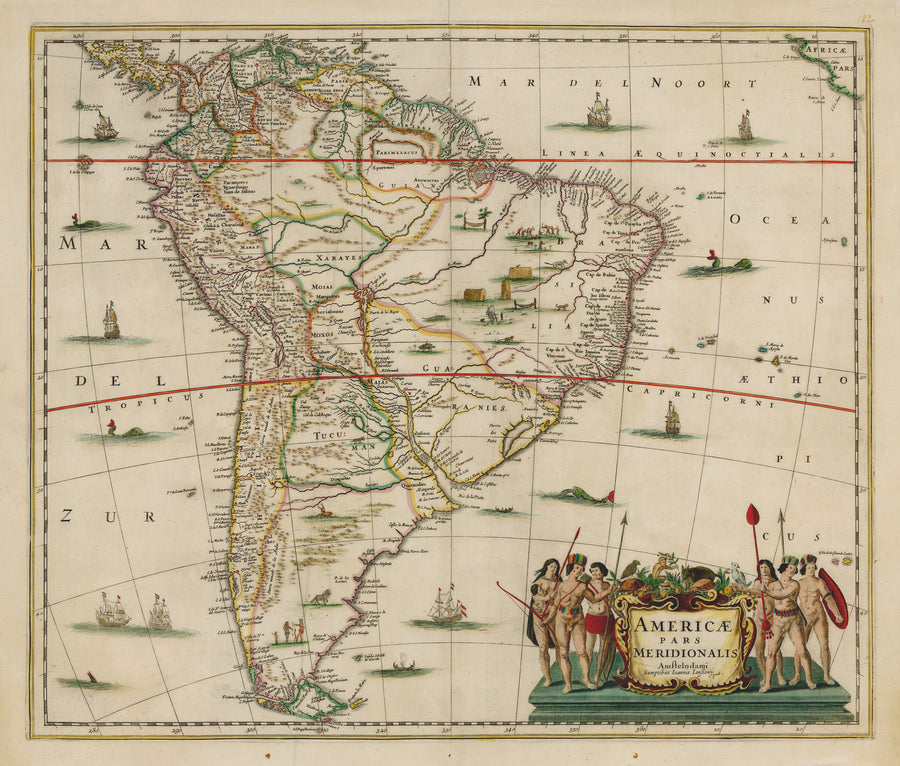 Antique Map of South America: Americae Pars Meridionalis by: Joannis Jansson, 1635 